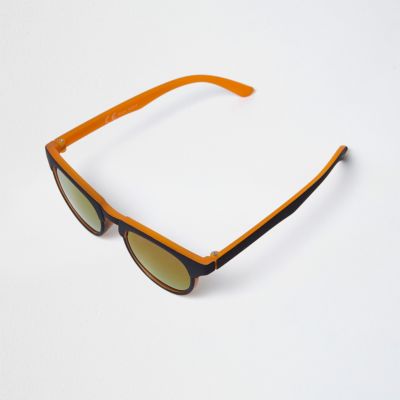 Boys black and orange matte retro sunglasses